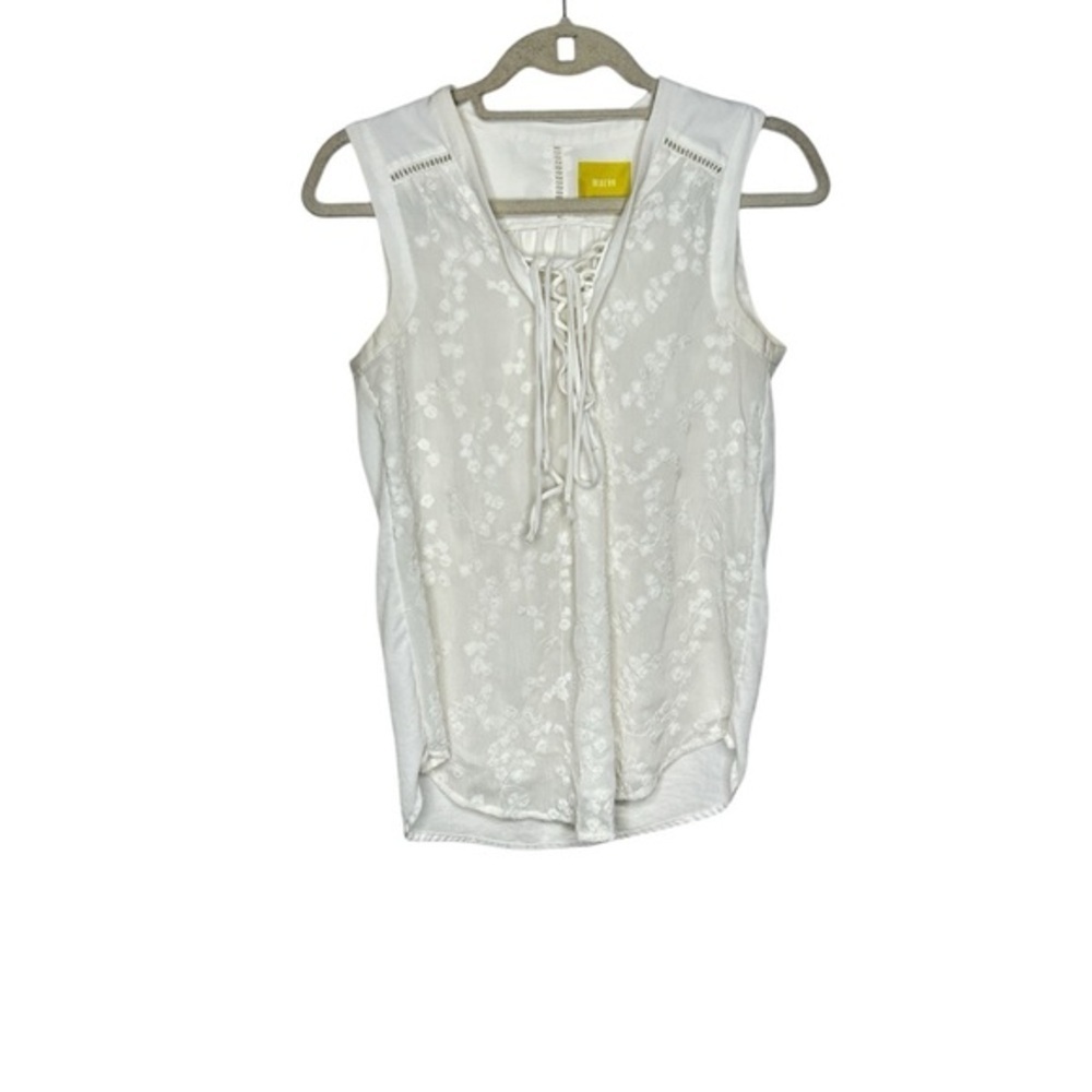Maeve by Anthropologie White Embroidered Sleeveless Top - Size M
